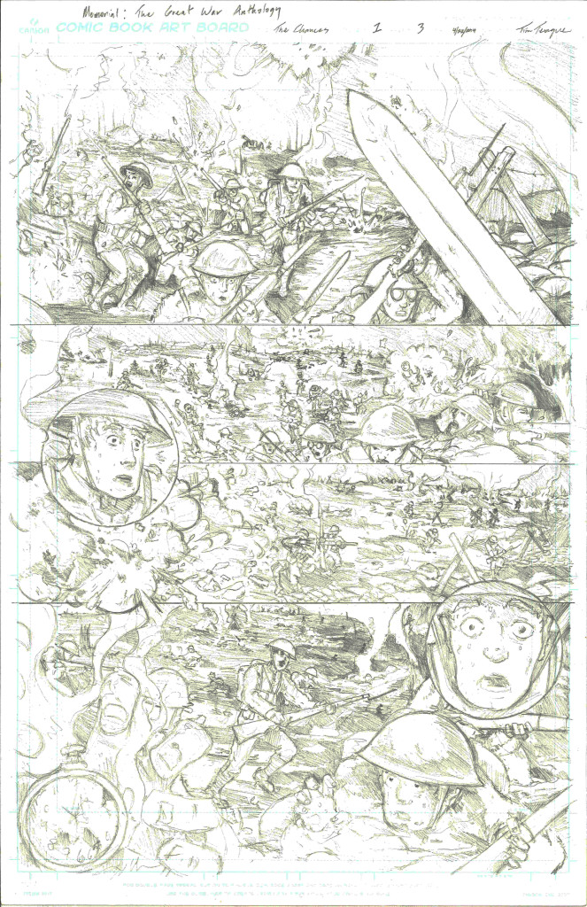 Pencils from a page of "The Chances", written by Ferg Handley and drawn by Tim Teague