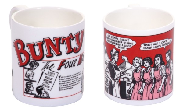 Mugs based on art from Bunty's long-running "The Four Mary's" strip