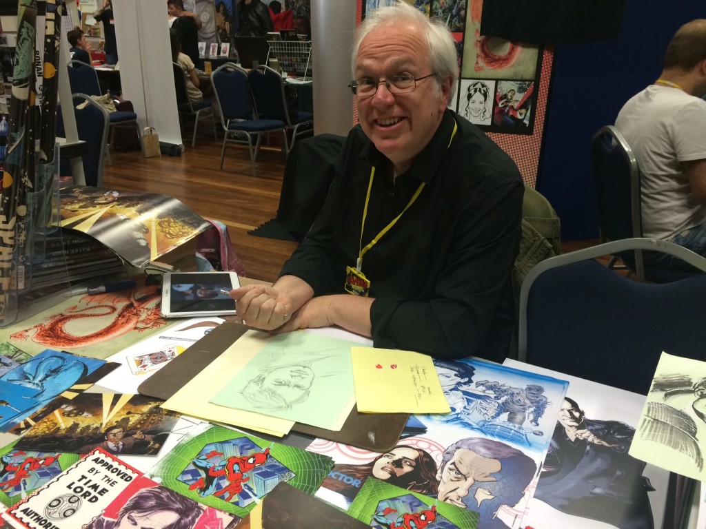 Mike Collins surrounded by his art at Melksham Comic Convention 2015. Photo: Tony Esmond