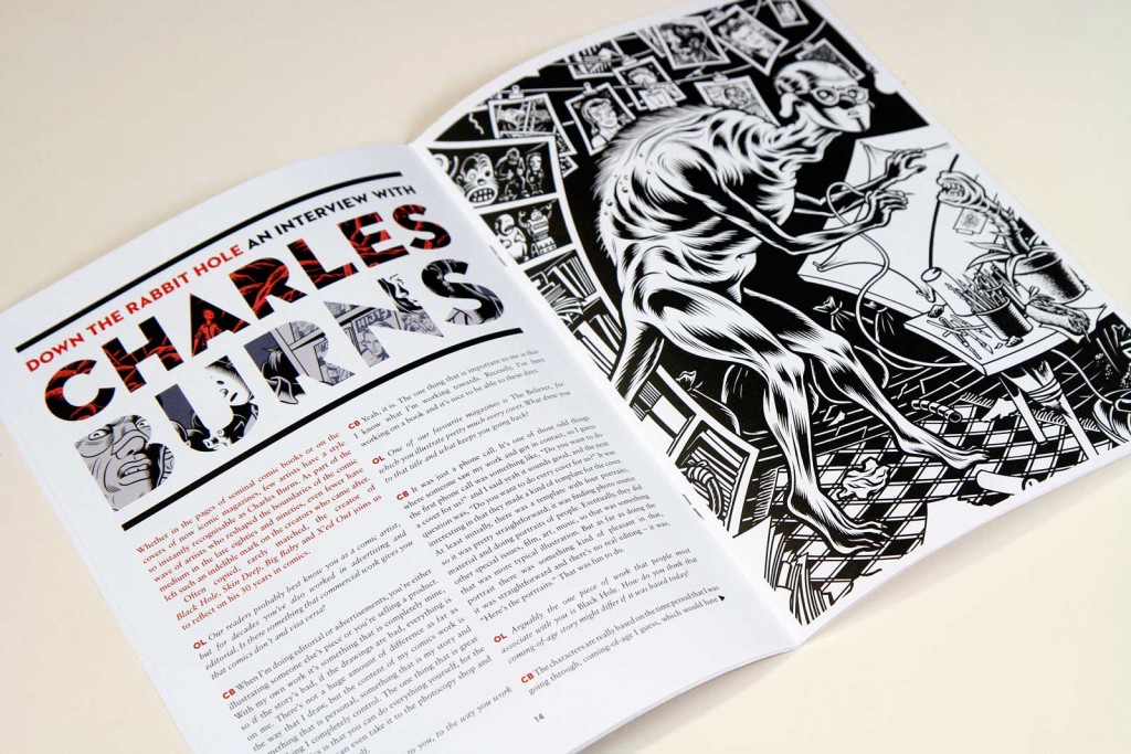 There's a great interview with Charles Burns in OFF LIFE Issue 12