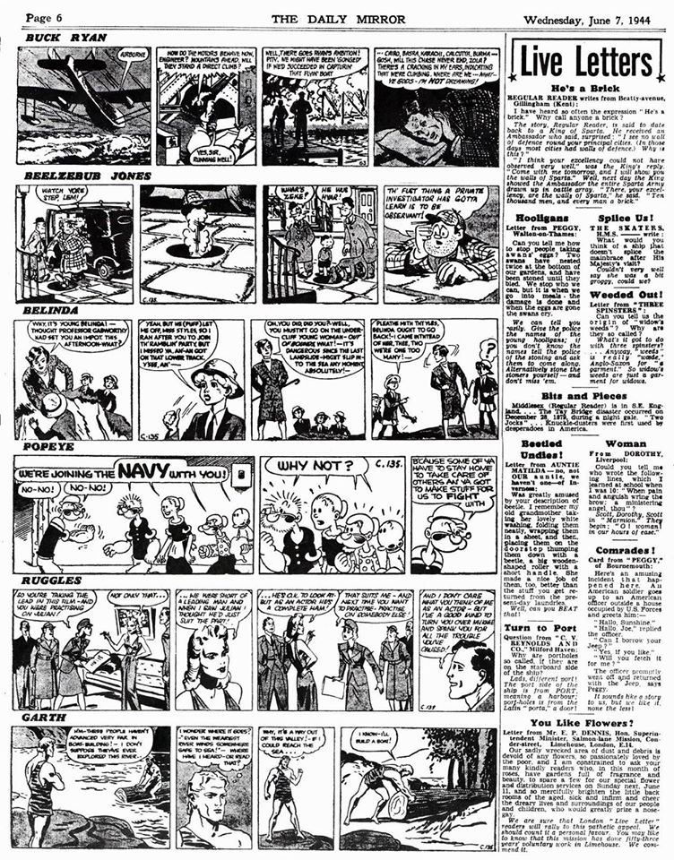 Changing times: despite running to only eight pages during World War Two, one page remained full of strips. (Thanks to Tim Quinn for the image)