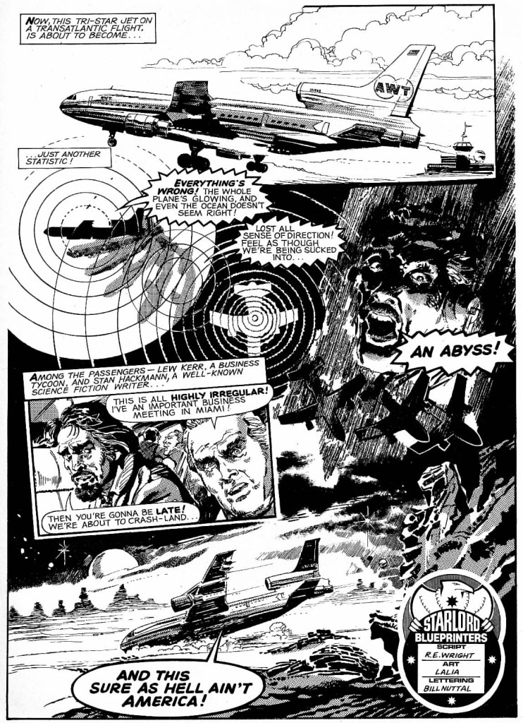 The opening strip page for "planet of the Damned" which begabnin in Starlord Issue 1, published in May 1978.