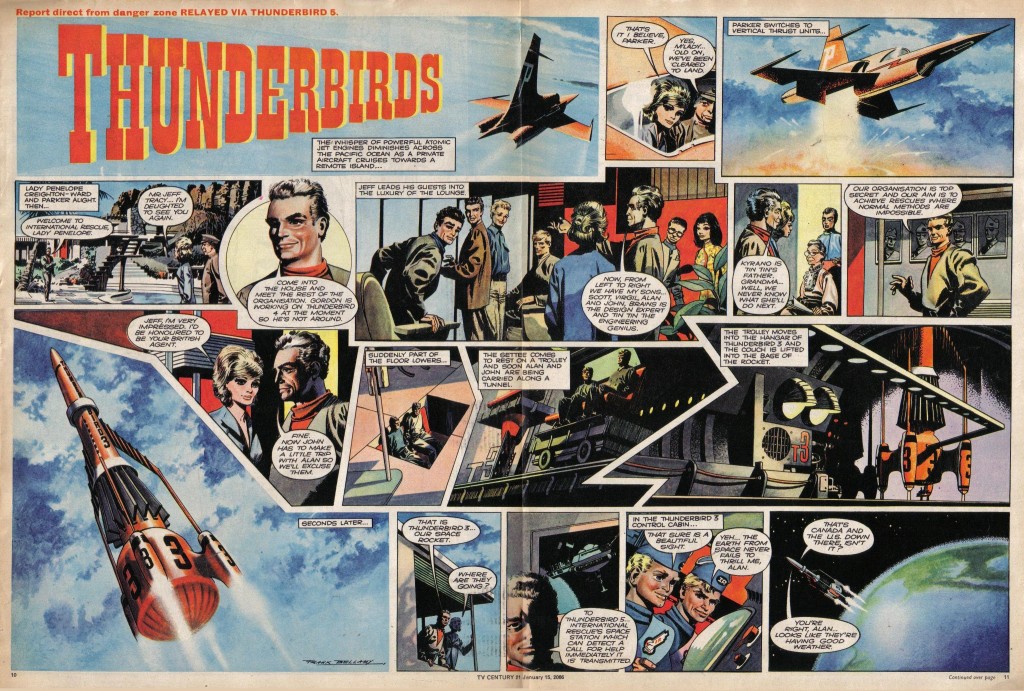The first ever Thunderbirds comic strip, drawn by Frank Bellamy, published in TV Century 21 Issue 52