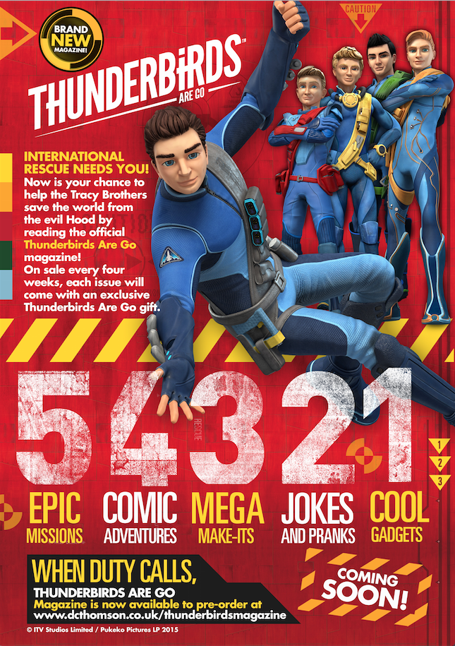A promotional image for the upcoming Thunderbirds Are Go magazine