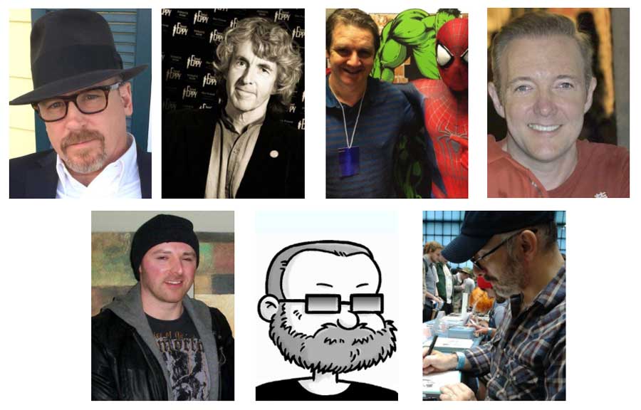 Blackpool Comic Con's comics guests - Ande Parks, Tim Quinn, Lee Townsend, John Royle, Lee Bradley, Tim Quinn and Nick Brokenshire.
