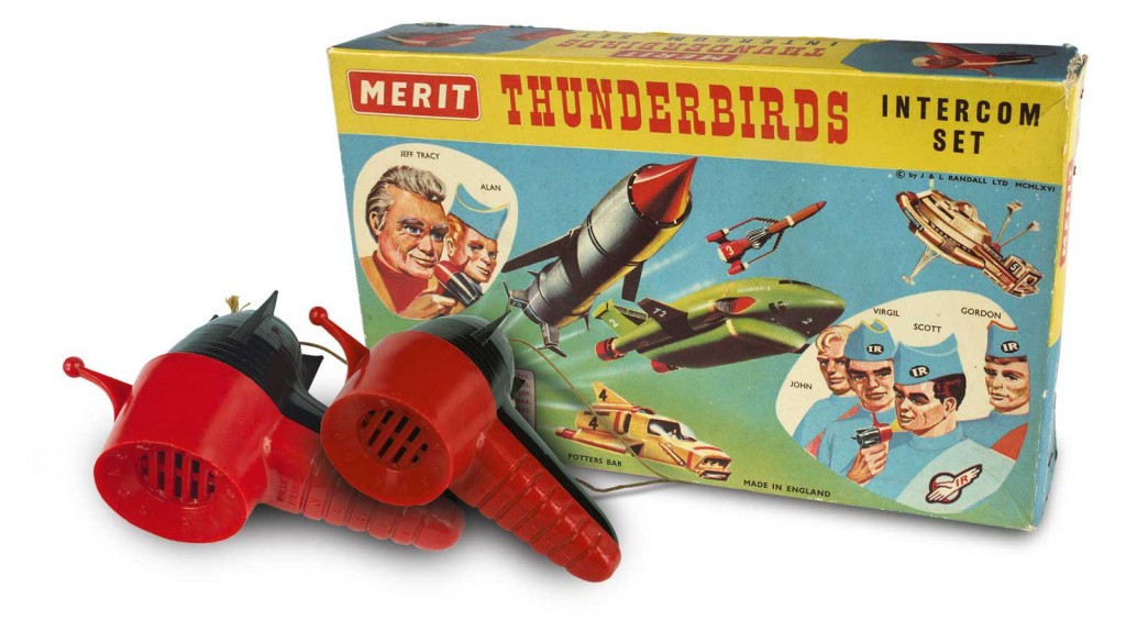 A 1966 Thunderbirds intercom set, manufactured by J& L Randall - just one of many carefully photographed items of merchandise that features in Thunderbirds: The Vault.