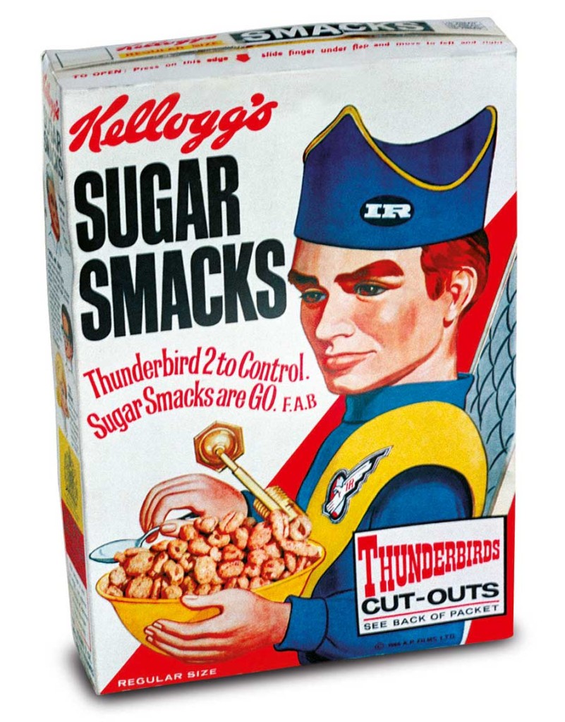 Thunderbirds-themed Kellogs Sugar Smacks box - a delight those of us growing up in the 1960s recall consuming with gusto in an effort to retrieve the collectable figures!