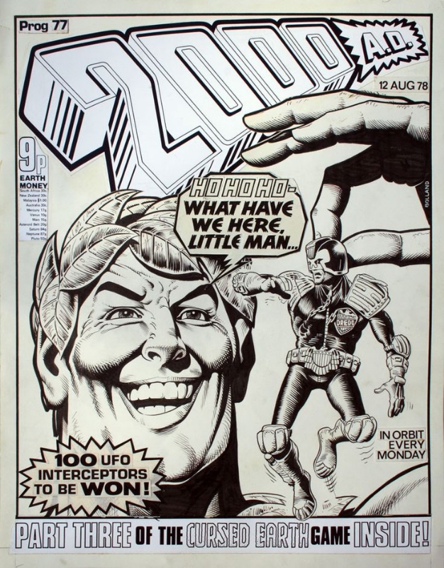 Brian Bolland's original cover art for 2000AD Issue 77