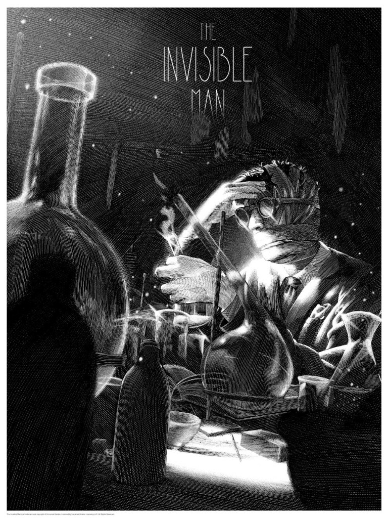 The Invisible Man print by Nicolas Delort. Image courtesy Dark Hall Mansion
