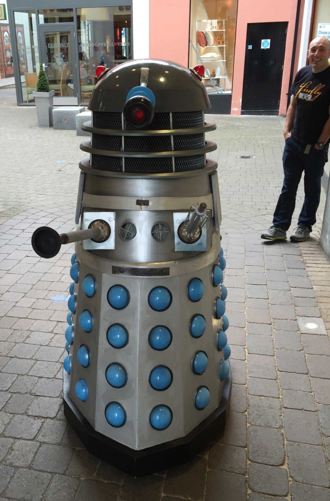 A year late for the Doctor Who events of the 2014 Festival, an angry Dalek stalks the streets of Kendal hunting down and Doctor Who fans. Photo: John Freeman