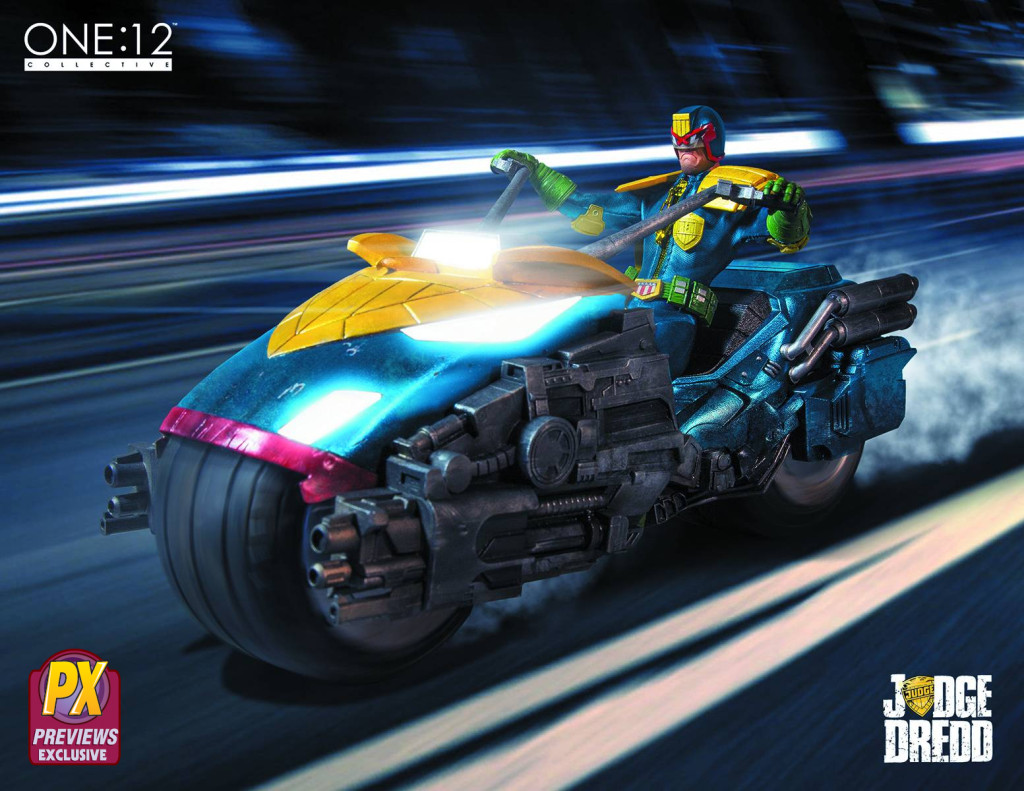 Mezco Toys PX One:12 Collective Judge Dredd and Lawmaster Bike Action Figure Box Set