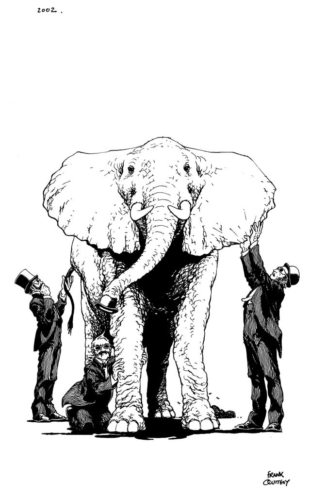 Frank Quitely: Three blind men and an elephant, art for BROADBAND comic.
