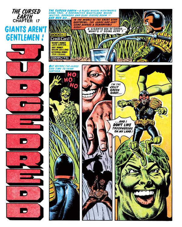 The opening page of the 'banned' Judge Dredd episode published in 2000AD Prog 77.