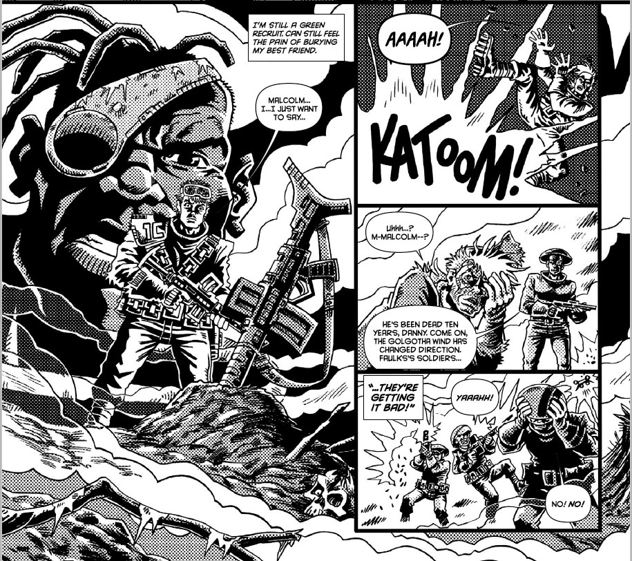 Cracking "Bad Company" art from Rufus Dayglo in 2000AD Prog 1955.