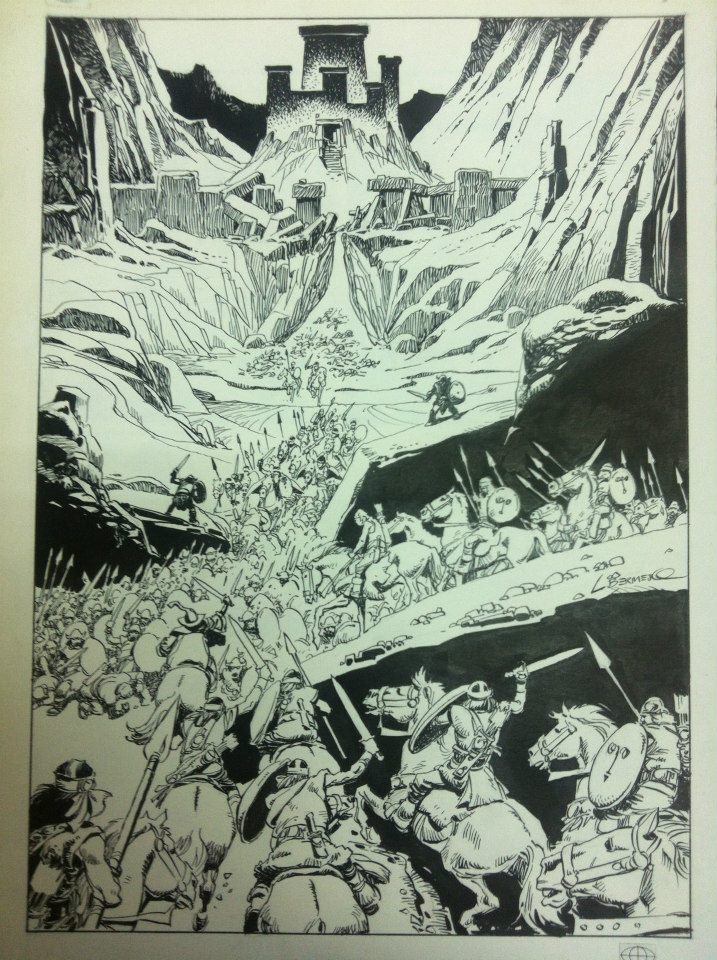 A full page panel from Lord of the Rings drawn by Luis Bermejo