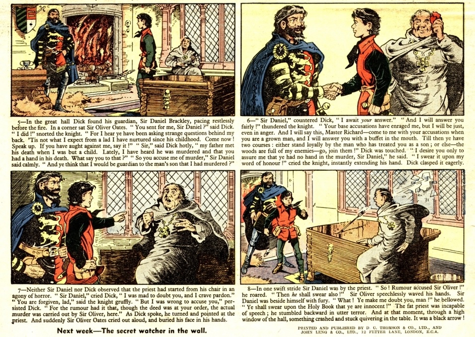 An adaptation of the Robert Louis Stevenson's novel The Black Arrow drawn by Ron Smith for The Topper, published in 1956. Art © DC Thomson