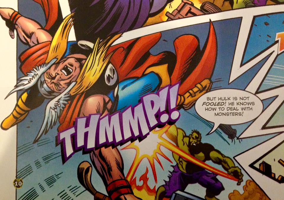 A dramatic panel from Jon - Hulk versus Thor!