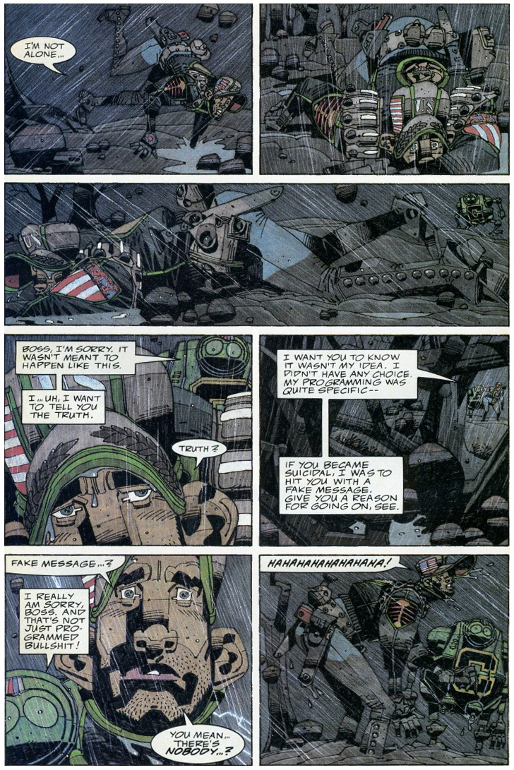 One of Mick McMahon's favourite pages from The Last American (#3), written by John Wagner and Alan Grant