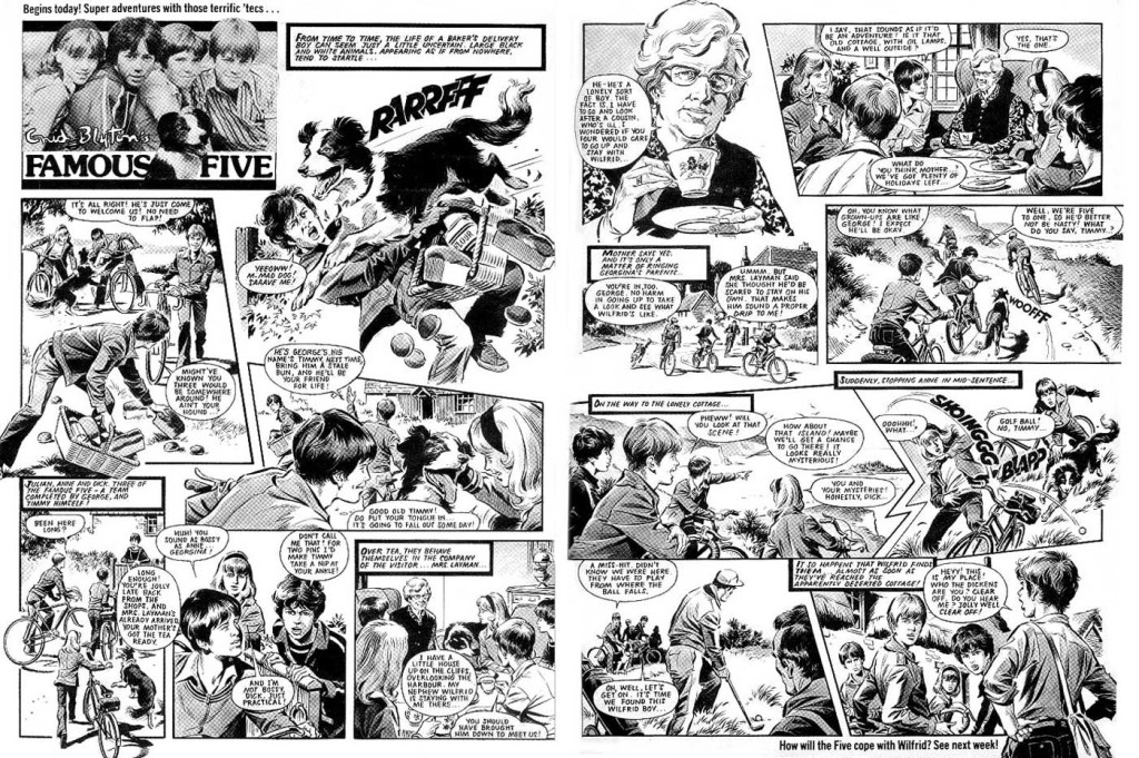 The first Famous Five strip in Look-In, drawn by Mike Noble.