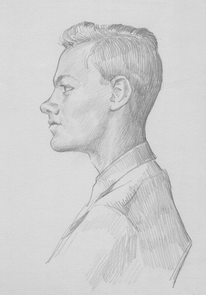Norman Dickinson’s pencil sketch of David Slinn circa 1950s