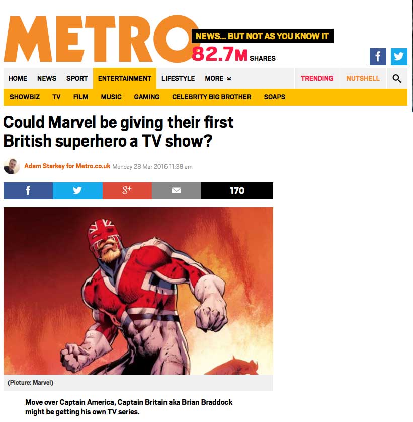Metro covers the possible Captain Britain series