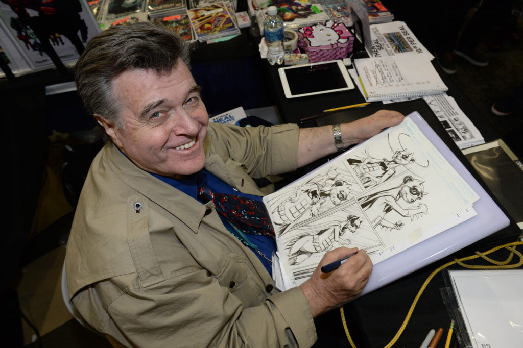Neal Adams at work on the Meerkats comic