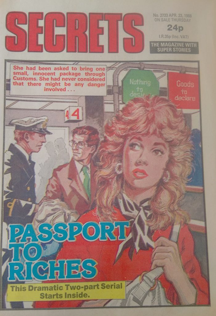 The cover of Secrets 2733, cover dated 23rd April 1988. Art by Gordon Livingstone