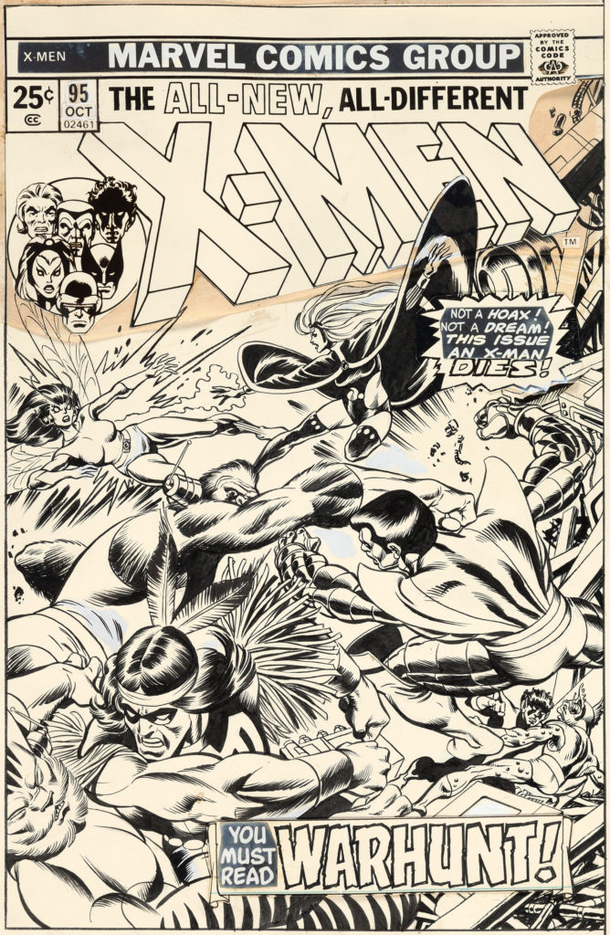 Gil Kane and Dave Cockrum X-Men #95 Cover Original Art (Marvel, 1975). This is the earliest cover of the "All-New, All-Different" X-Men Heritage Auctions has ever handled. It was only the third regular comic cover featuring this team (counting Giant-Size X-Men #1). 
