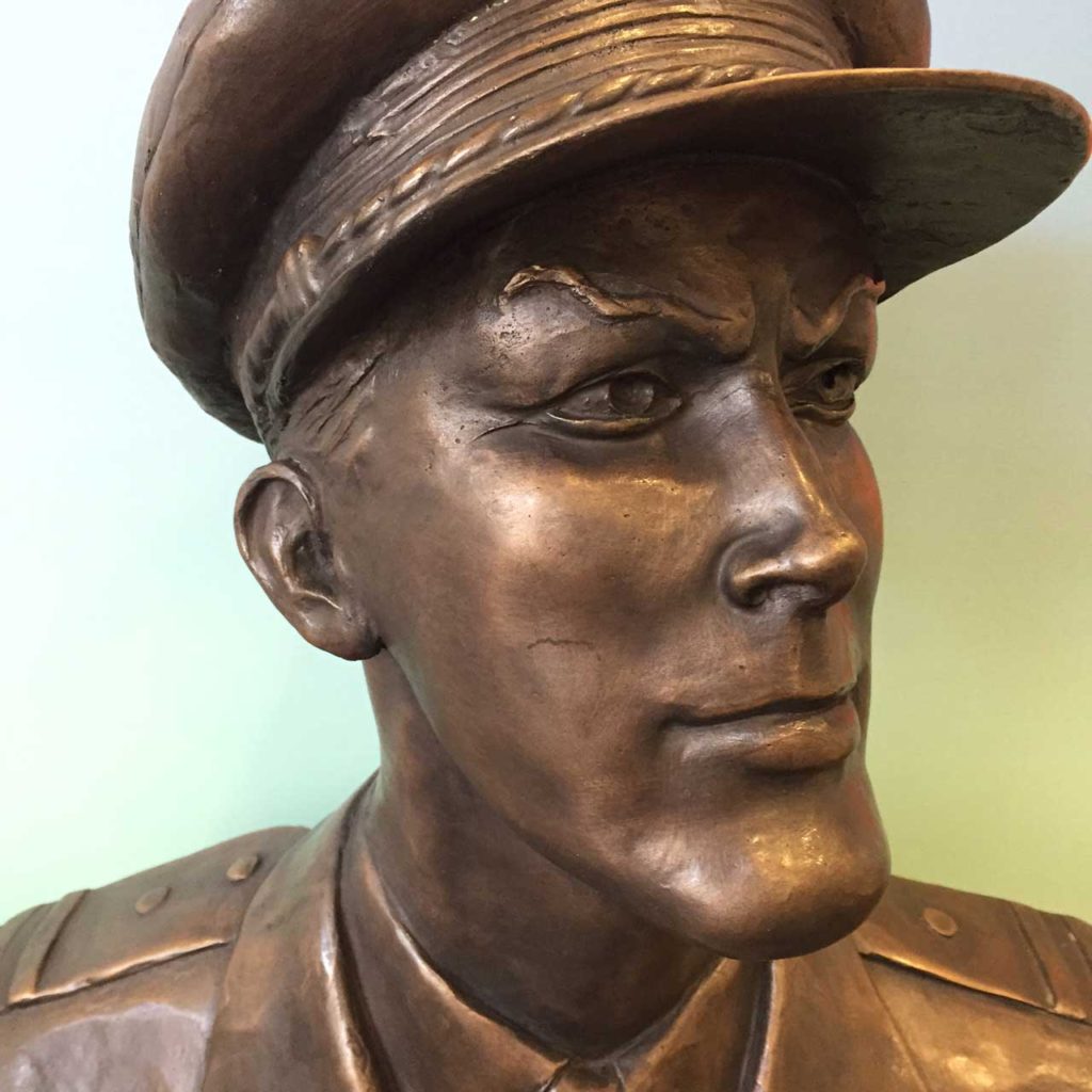 The Dan Dare bust created by John Fowler for the character's fifitieth anniversary, now at The Atkinson. Photo: Dan Whitehead