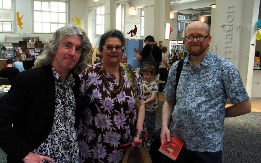 Tim Quinn with locally-based comics writer Antonella Caputo and cartoonist Nick Miller, who created the event's artwork