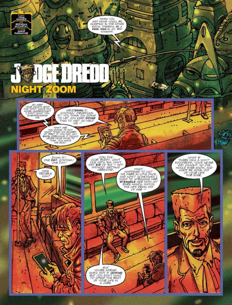 Judge Dredd: Night Zoom" by John Wagner, Brendan McCarthy, and Annie Parkhouse