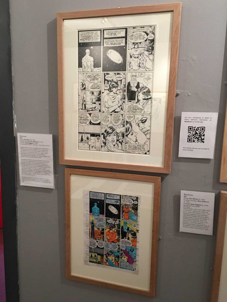 Watchmen artwork by Dave Gibons - and the final page - on display at the Cartoon Museum. Photo: Alan Russell
