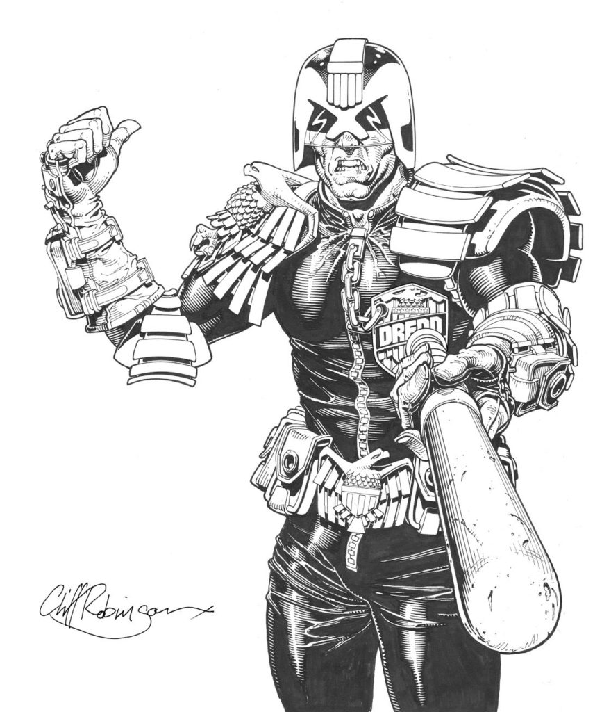 Judge Dredd cover art for 2000AD by Cliff Robinson