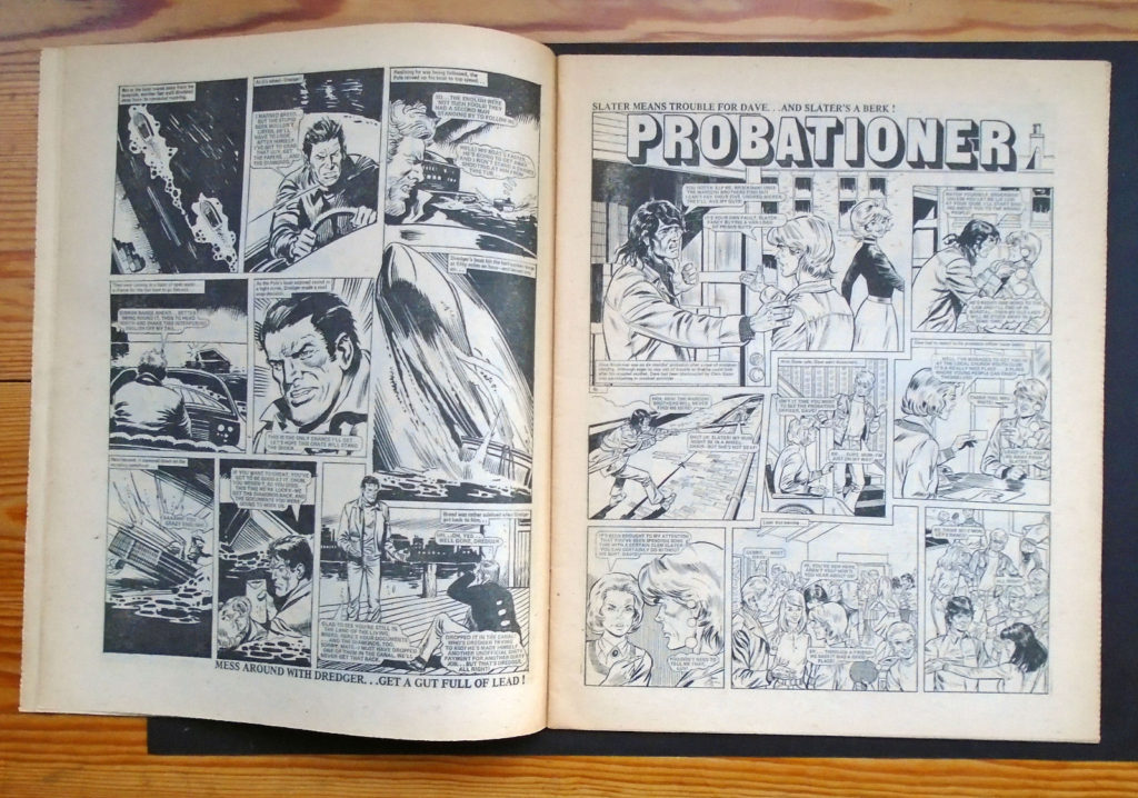 The third page of"Dredger" and the opening page of "Probationer" from the copy of Action 37 sold on eBay in 2016