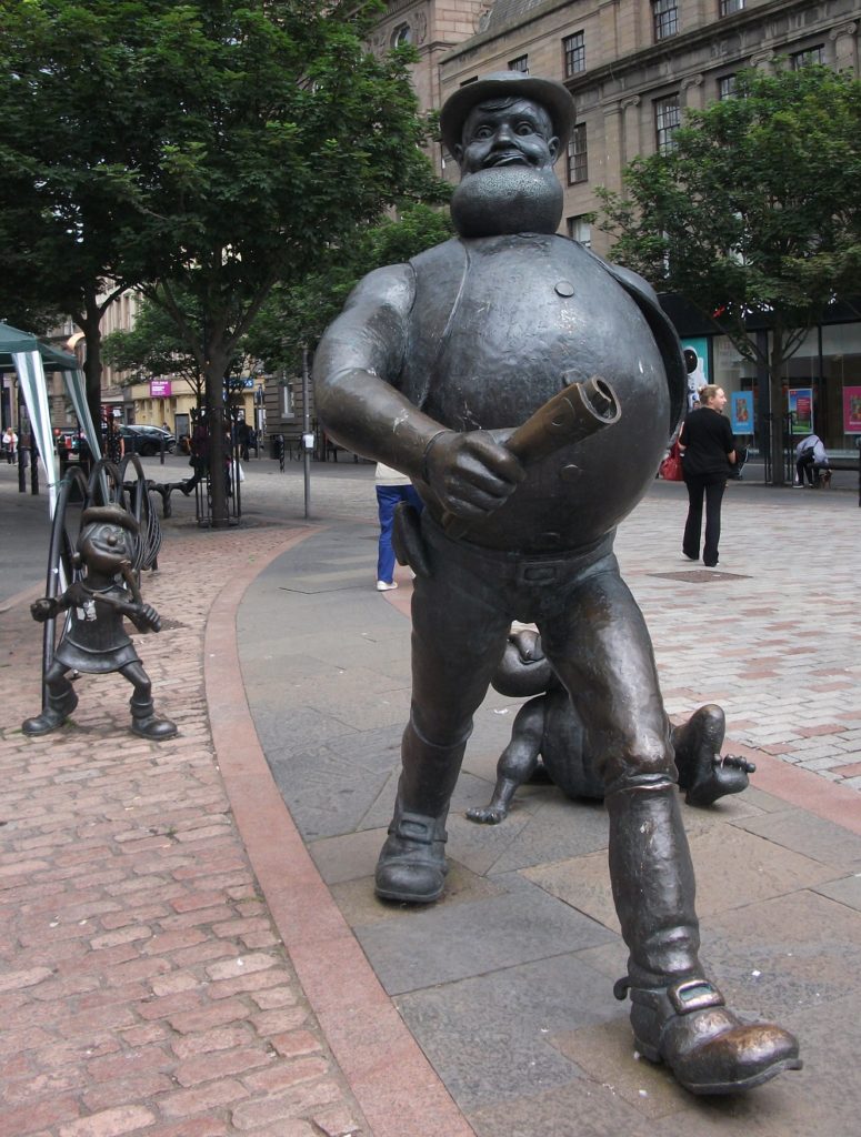 Desperate Dan on Dundee's High Street opposite the Caird Hall