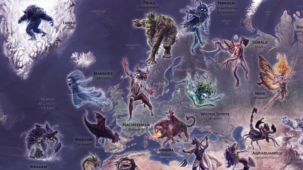 Mythical Monster Map - Europe Detail