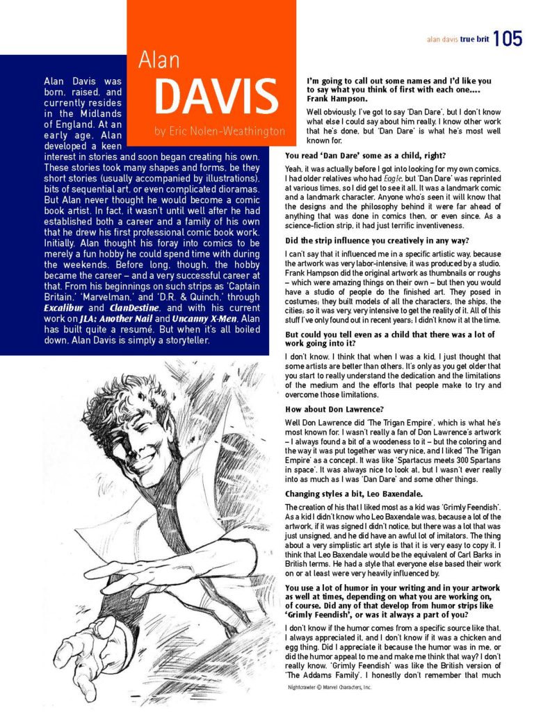 A page from the Alan Davis feature in the digital edition of True Brit