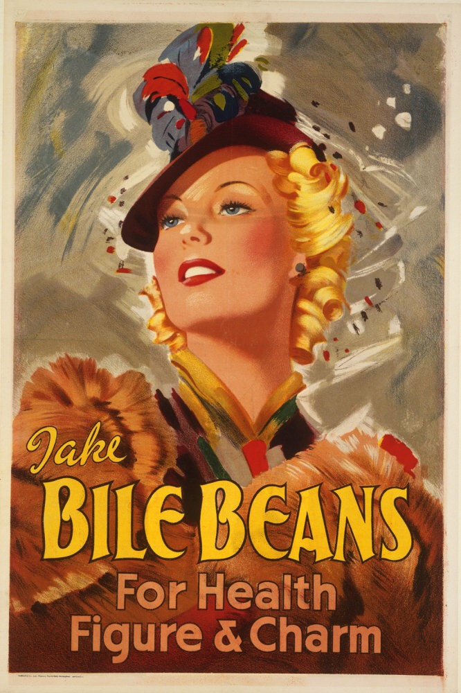 1940s Bile Beans poster, presumed the work of ad agency S.H. Benson