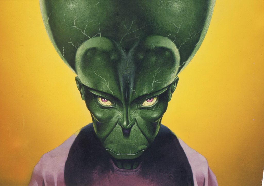 Mekon design by Les Edwards for the unmade Dan Dare film planned by Phenomenal Film Productions