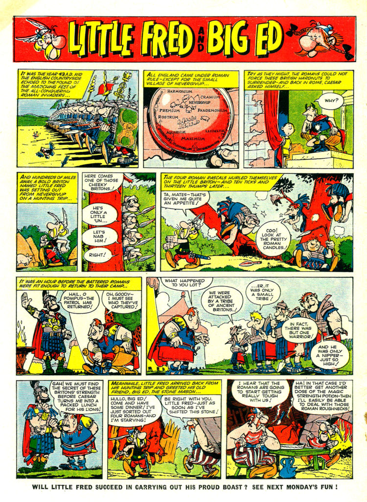 Asterix, re-presented as "Little Fred and Big Ed" in Valiant in 1963.