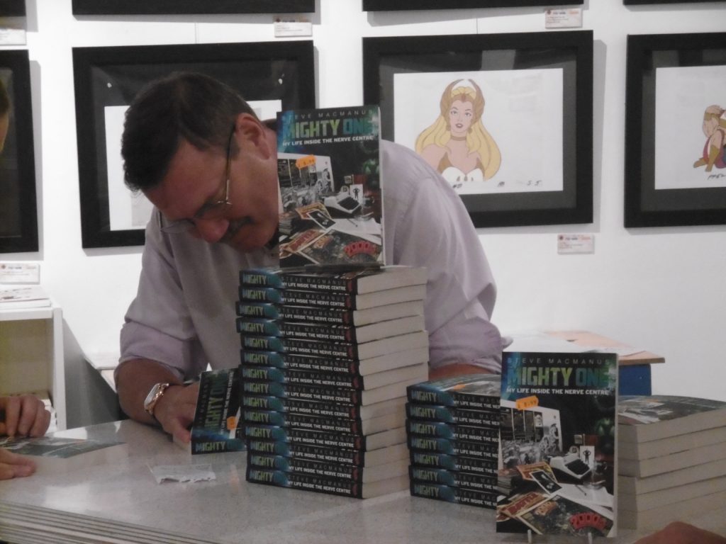 Steve MacManus signing at Orbital Comics. Photo: Richard Sheaf