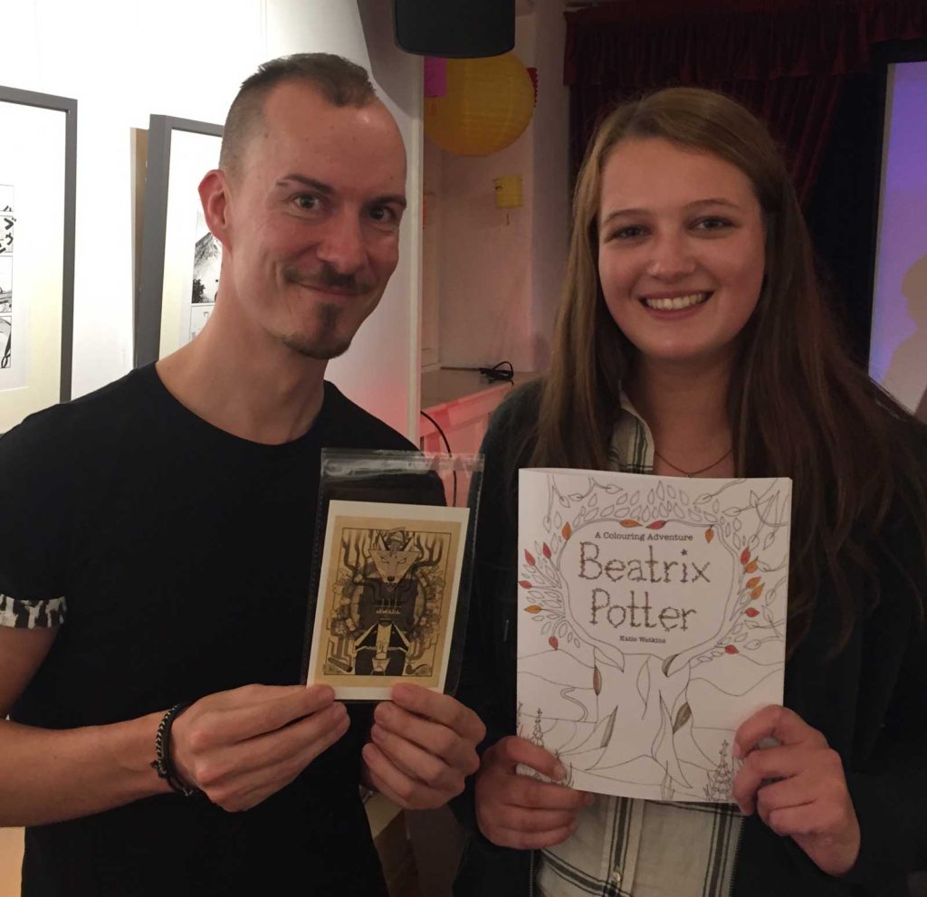 Beatrix Potter Reimagined competition runners up Ian F and Katie Watkins, who were at the Festival to collect their Wacom prizes.