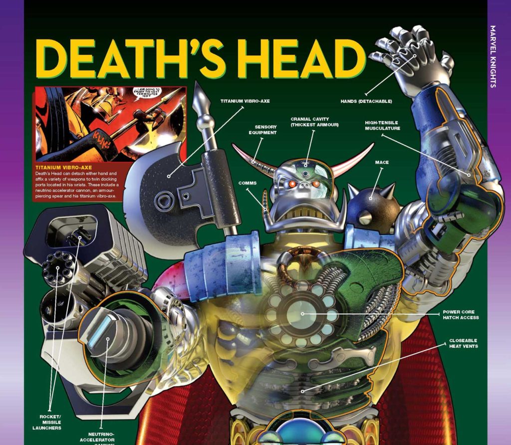 Part of the Marvel Fact Files Issue 195 - Death's Head Cutaway. The full gatefold and accompanying feature is a stunning piece of work from Simon Furman and Kev Hopgood.