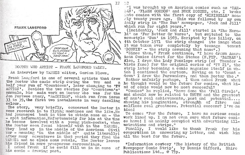 TARDIS Issue 3 - Frank Langford Interview