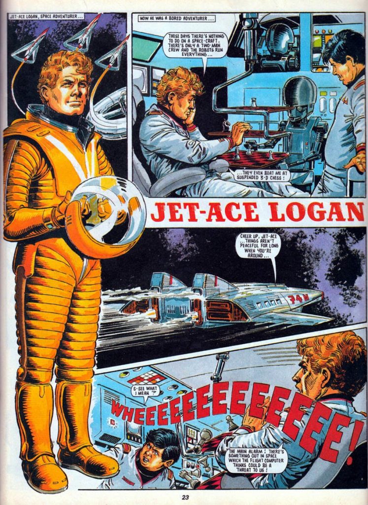 Jet-Ace Logan was revived for a one-off strip in the 1990 Classic Action Holiday Special, again drawn by John.