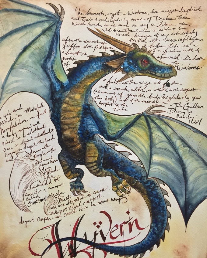 The field guide to: Dragons, Wyrms, and Serpents of the World by Bambi Wendt - Art Sample