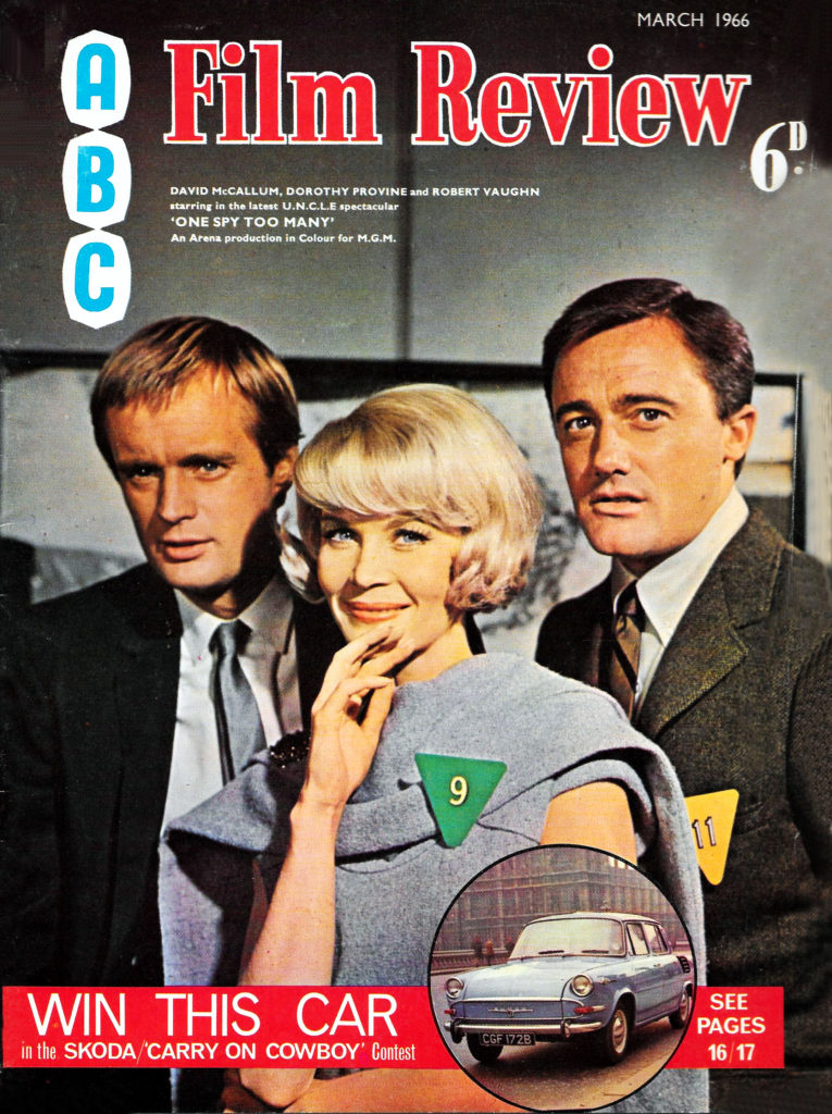 ABC Film Review featured several genre covers, including this one of the Man from U.N.C.L.E. team, cover dated March 1966