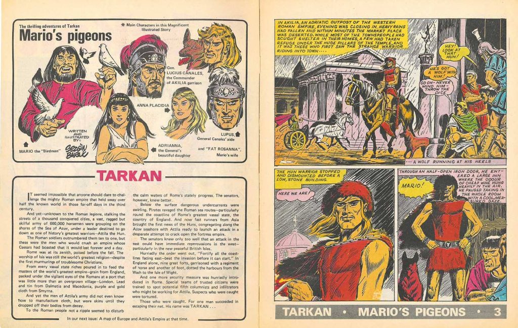 Preview pages of Tarkan #1, published in 1973 - a British reprint of a Turkish hero