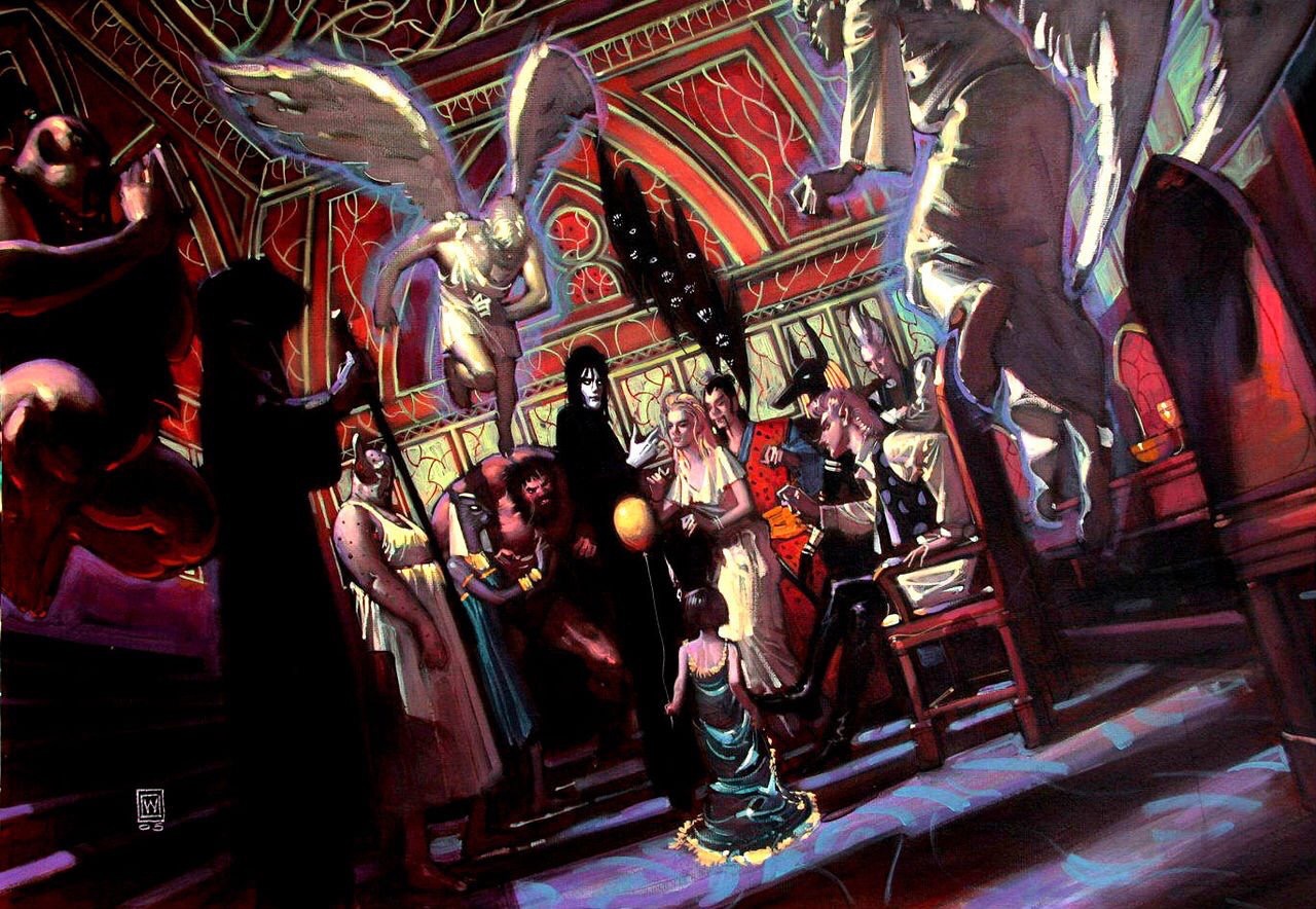 A beautiful John Watkiss painting done as part of a pitch for a series of Sandman movies, in about 2005, posted in an online tribute to John by author Neil Gaiman