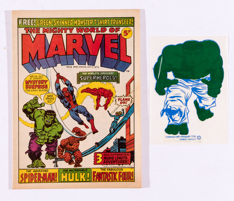 Mighty World of Marvel 1, cover dated 7th October 1972 - with Hulk T-Shirt Transfer free gift